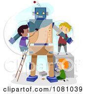 Poster, Art Print Of Stick Kids Making A Robot