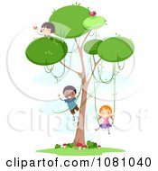 Poster, Art Print Of Stick Kids Playing In A Tree With Vines