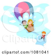 Poster, Art Print Of Stick Kids Playing In A Hot Air Balloon