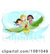Poster, Art Print Of Stick Kids Flying On A Bird