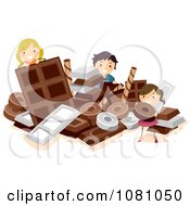 Poster, Art Print Of Stick Kids Playing In A Pile Of Chocolate