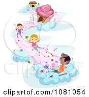 Stick Kids Playing On Candy Clouds