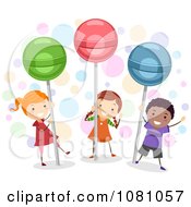 Poster, Art Print Of Stick Kids With Giant Lolipops
