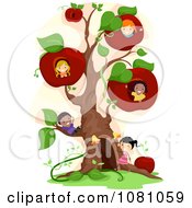 Clipart Kids In An Apple Tree Royalty Free Vector Illustration by BNP Design Studio
