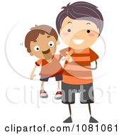 Clipart Stick Boy Playing With A Ventriloquist Doll Royalty Free Vector Illustration