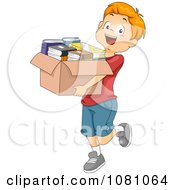 Charitable Boy Donating A Box Of Books