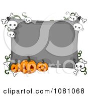 Poster, Art Print Of Gray Halloween Sign With Jackolanterns And Skulls