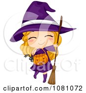 Poster, Art Print Of Witch Halloween Girl With A Pumpkin Basket