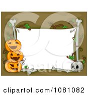 Poster, Art Print Of White Halloween Sign With Bones And Jackolanterns