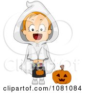 Poster, Art Print Of Ghost Halloween Girl With A Candy Bag