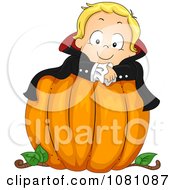 Poster, Art Print Of Toddler Vampire Halloween Boy On A Large Pumpkin