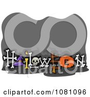 Poster, Art Print Of Gray Halloween Sign With Bones And Copyspace