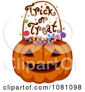 Poster, Art Print Of Halloween Jackolantern With Candy And Trick Or Treat Text