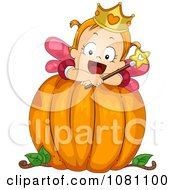 Poster, Art Print Of Toddler Fairy Halloween Girl On A Big Pumpkin