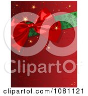 Poster, Art Print Of Scratched Red Gift Wrap Bow And Ribbon Christmas Background