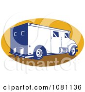 Poster, Art Print Of Retro Armored Bank Van On A Yellow Oval