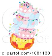 Poster, Art Print Of Pink Cake With Lights And Bows On A Happy Sun