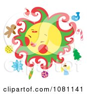 Poster, Art Print Of Christmas Themed Sun With Ornaments