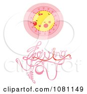 Poster, Art Print Of Sun With Pink Glow Over Loving Text