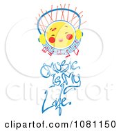 Clipart Sun With Headphones Over Music Is My Life Text Royalty Free Vector Illustration