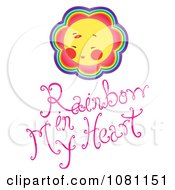 Clipart Sun With Colorful Glow Over Rainbow In My Heart Text Royalty Free Vector Illustration