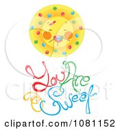 Clipart Sun With Candy Over You Are Sweet Text Royalty Free Vector Illustration