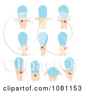 Clipart Blue Headed Person In Different Poses Royalty Free Vector Illustration