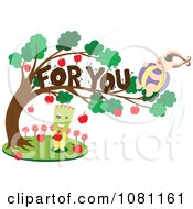 Poster, Art Print Of Rounded Person In A For You Apple Tree Over A Green Headed Person