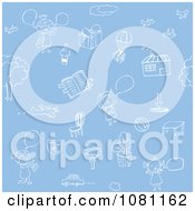 Clipart Seamless Blue Background With White Doodles Royalty Free Vector Illustration