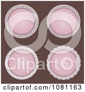 Four Pink Circular Frames Over Brown Dots