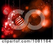 Poster, Art Print Of 3d Red Christmas Bauble Background With Sparkles