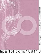 Clipart Pink Christmas Bauble Background With White Ornaments And Vines Royalty Free Vector Illustration