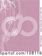 Poster, Art Print Of Pink Christmas Bauble Background With White Ornaments And Vines