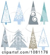 Clipart Set Of Winter Christmas Trees With Patterns Royalty Free Vector Illustration