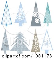 Poster, Art Print Of Set Of Winter Christmas Trees With Patterns