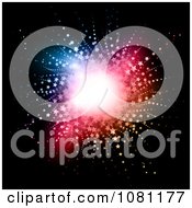 Clipart Background Of Glowing Light And A Starry Burst On Black Royalty Free Vector Illustration