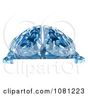Clipart 3d Blue Glass Brain Over A Blank Sign Royalty Free CGI Illustration