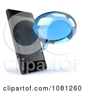 Clipart 3d Blue Glass Text Chat Balloon By A Cell Phone Royalty Free CGI Illustration