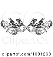 Poster, Art Print Of Black And White Leafy Swirl Butterfly Tattoo Design Element