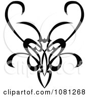 Clipart Black And White Tribal Swirl Butterfly Tattoo Design Element Royalty Free Vector Illustration