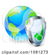 Poster, Art Print Of 3d Shield Against A Bright World Globe