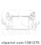 Clipart Outlined Cat And Dog Standing Up And Framing A Sign Royalty Free Vector Illustration