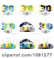Clipart Set Of 3d Eyes And Glasses Logos Royalty Free Vector Illustration