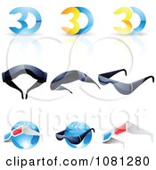 Set Of 3d Glasses And Globes Logos