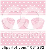 Poster, Art Print Of Pastel Pink Cupcake Background With Polka Dots