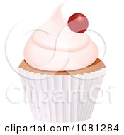 Clipart 3d Frosted Cupcake With A Cherry Royalty Free Vector Illustration