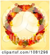 Poster, Art Print Of Colorful Autumn Leaf Thanksgiving Wreath Over Orange With Flares