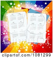 Poster, Art Print Of 2012 Calendars On Paper Pages Over Colorful Starry Rays