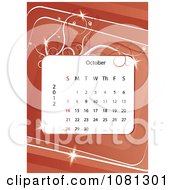 Poster, Art Print Of October 2012 Calendar Over Red With Vines