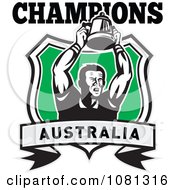 Poster, Art Print Of Australia Champions Rugby Player And Trophy Shield